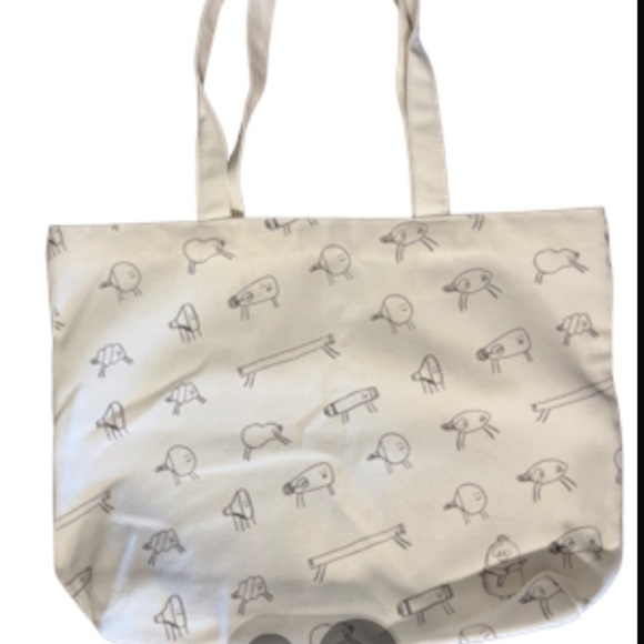 Kid Canvas Shoulder Tote White Lightbulb Hand Drawn Figures School Preppy Retro - Picture 1 of 6
